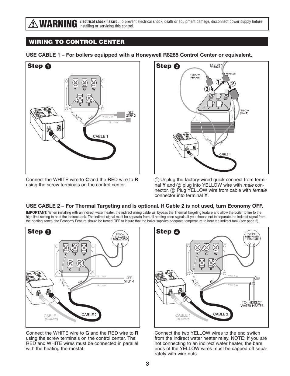 Warning, Step ᕡ step ᕢ, Step ᕣ step ᕤ | Slant/Fin 3000-190 User Manual | Page 3 / 8