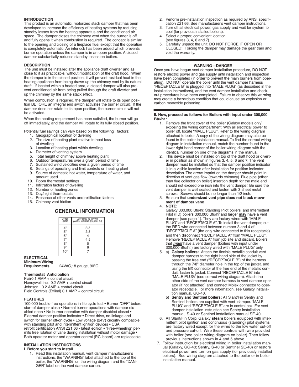 Slant/Fin Sentry Series User Manual | Page 2 / 4