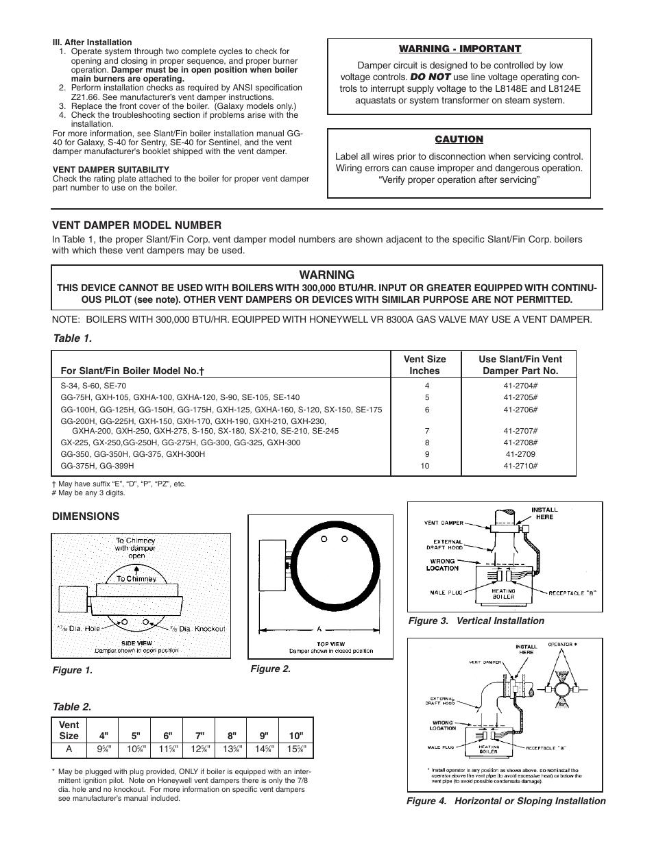 Warning | Slant/Fin Sentry Series User Manual | Page 3 / 4