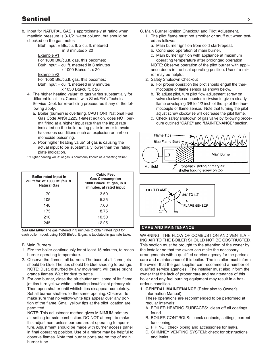 Sentinel | Slant/Fin SE-245 User Manual | Page 21 / 26