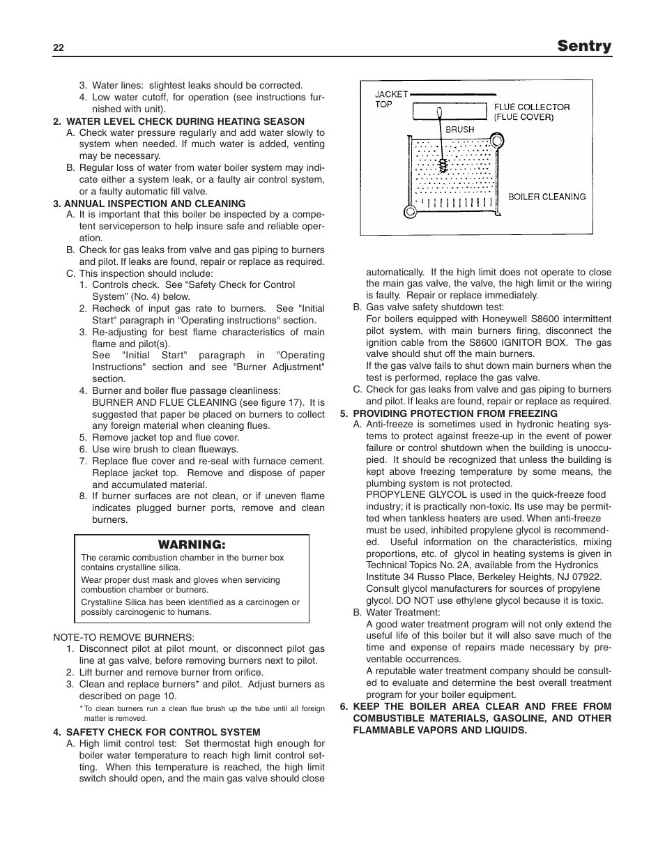 Sentry | Slant/Fin S-150 Vestibule version User Manual | Page 22 / 28