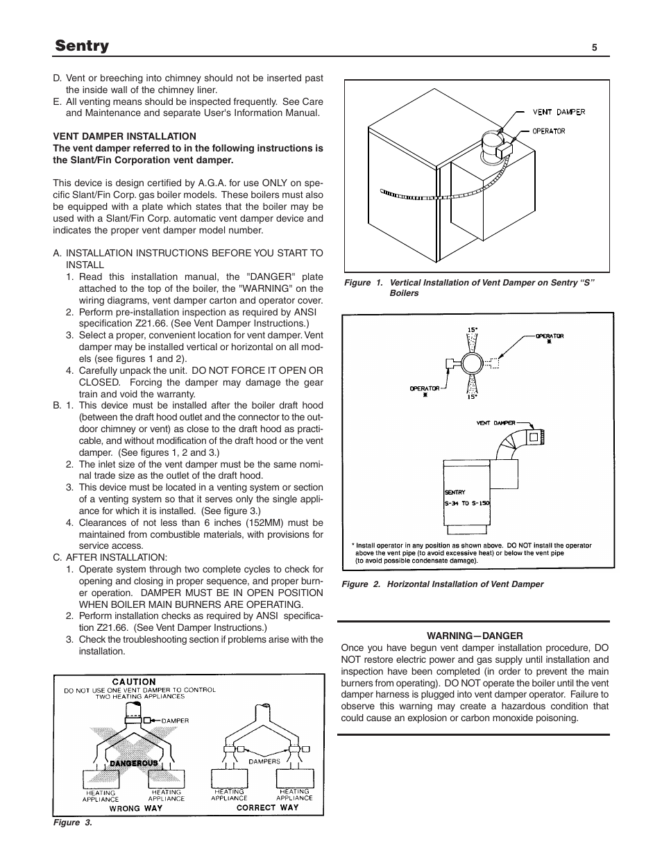 Sentry | Slant/Fin S-150 Vestibule version User Manual | Page 5 / 28