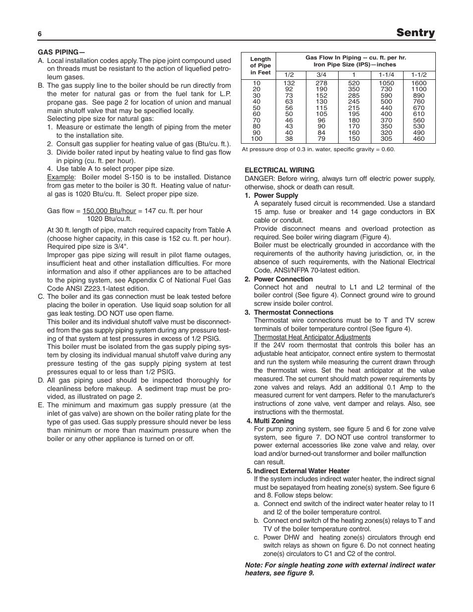 Sentry | Slant/Fin S-150 Vestibule version User Manual | Page 6 / 28