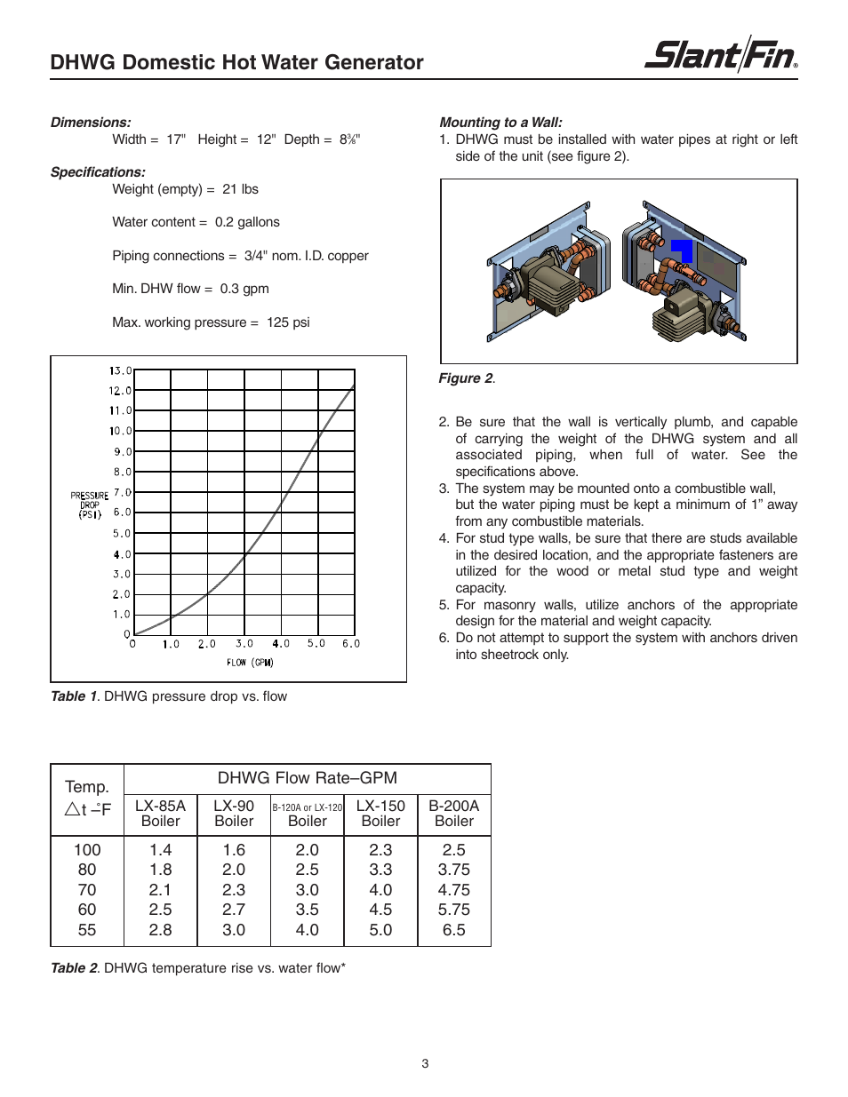 Dhwg domestic hot water generator | Slant/Fin DHWG User Manual | Page 3 / 8