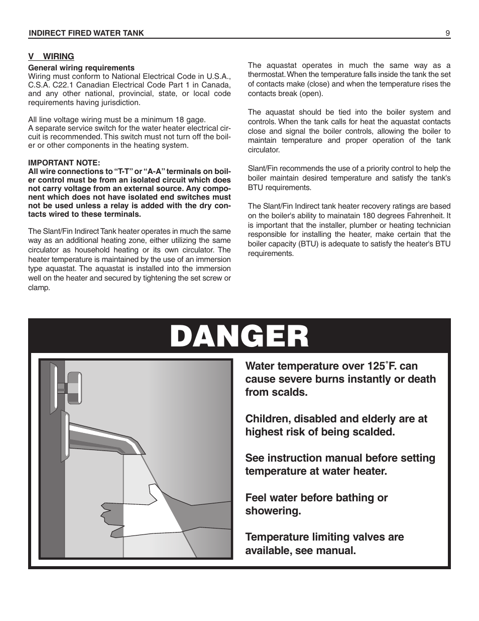Danger | Slant/Fin HWT-120 User Manual | Page 9 / 16