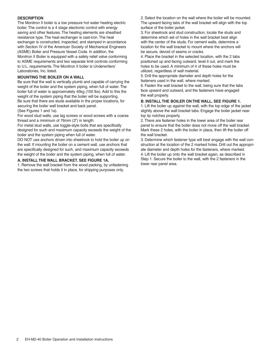 Slant/Fin EH-M2 User Manual | Page 2 / 12