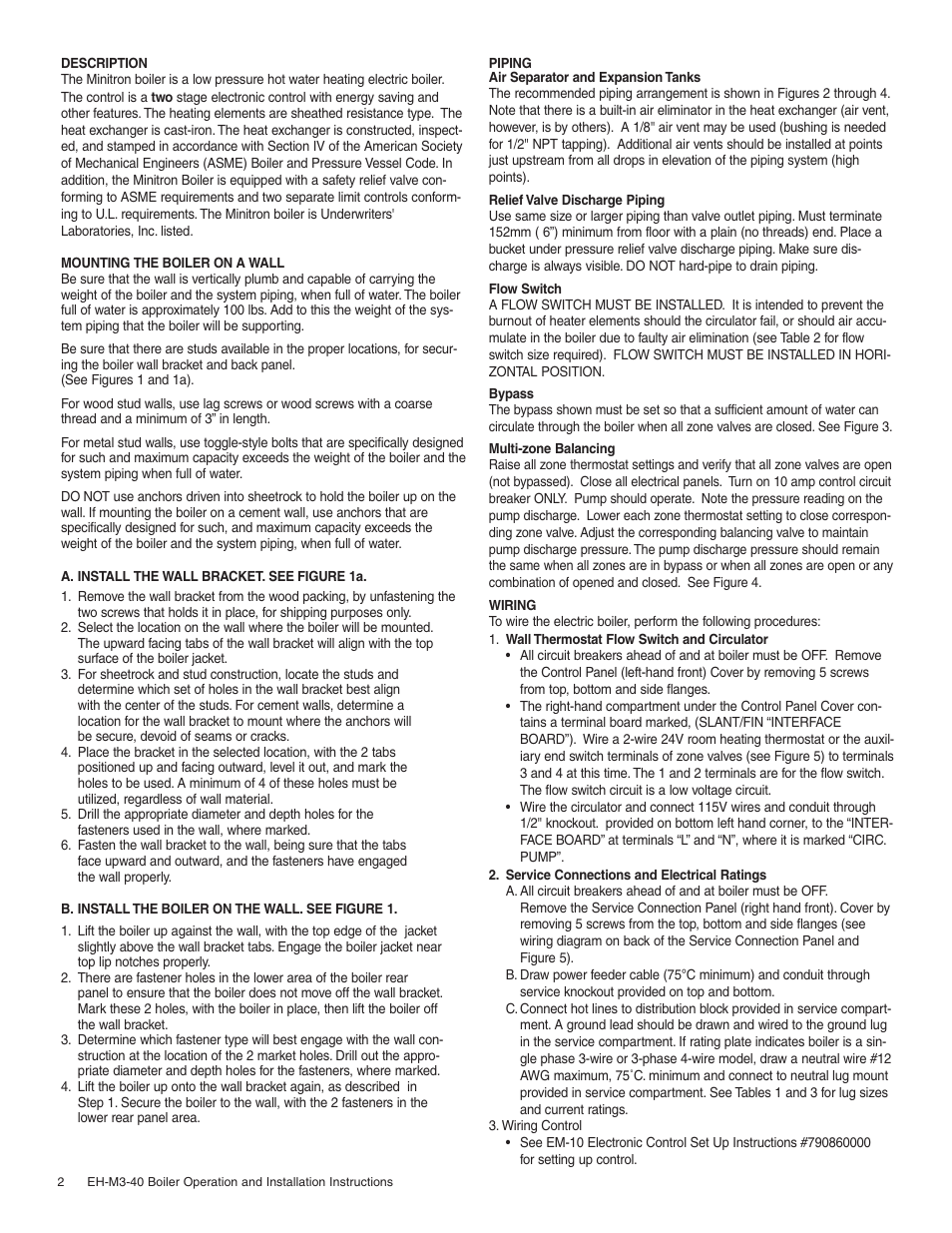 Slant/Fin EH-M3 User Manual | Page 2 / 12