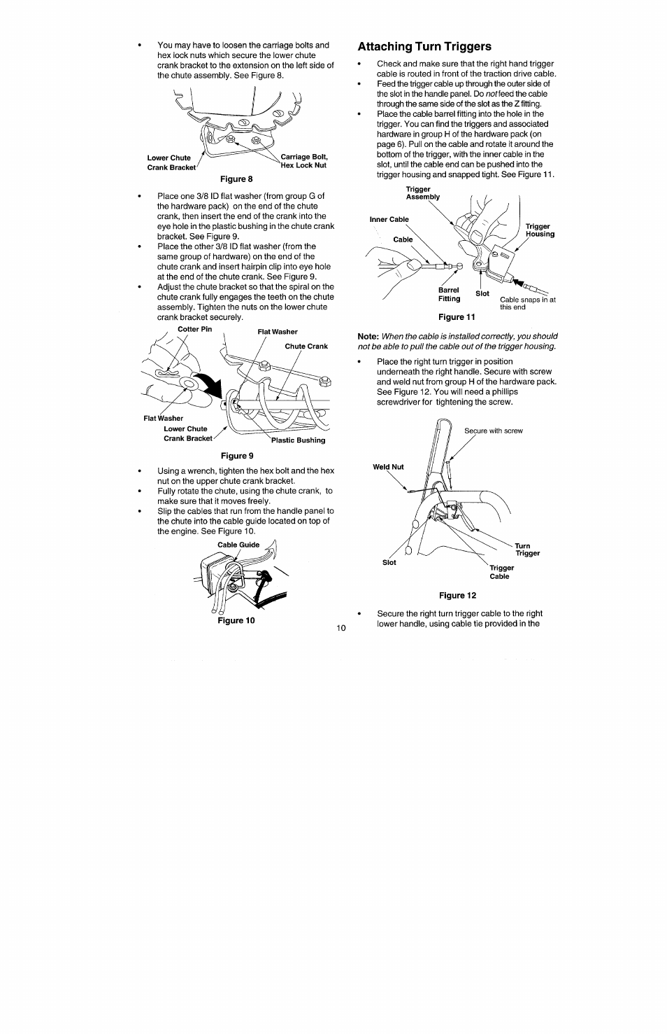 Attaching turn triggers | Craftsman 247.885500 User Manual | Page 10 / 58