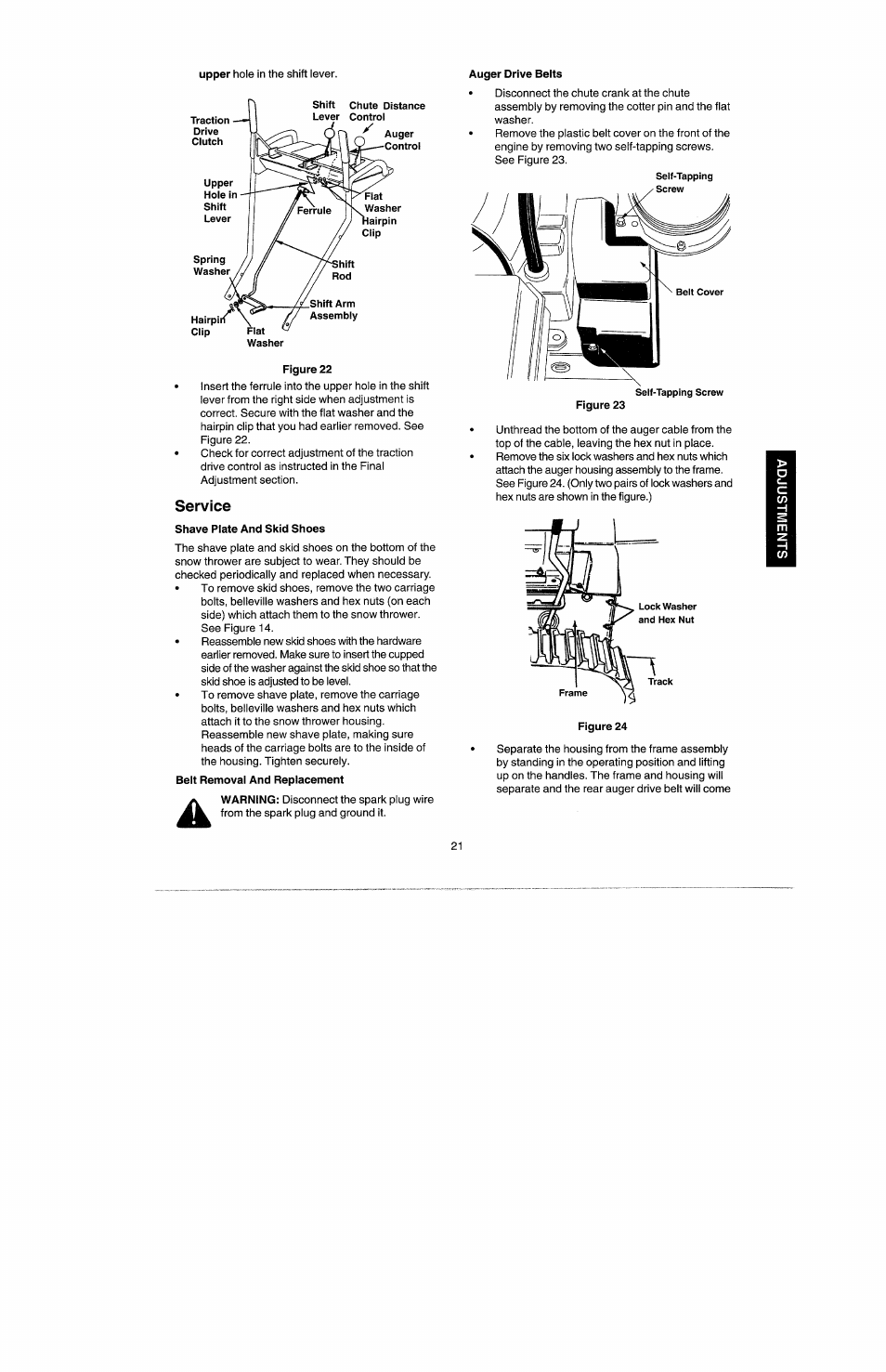 Service, Shave plate and skid shoes | Craftsman 247.885500 User Manual | Page 15 / 58