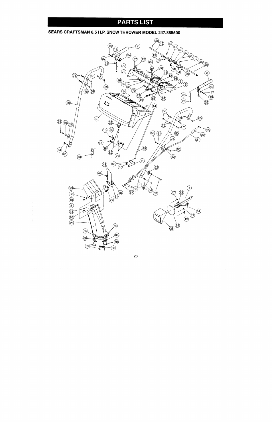 Parts list | Craftsman 247.885500 User Manual | Page 20 / 58