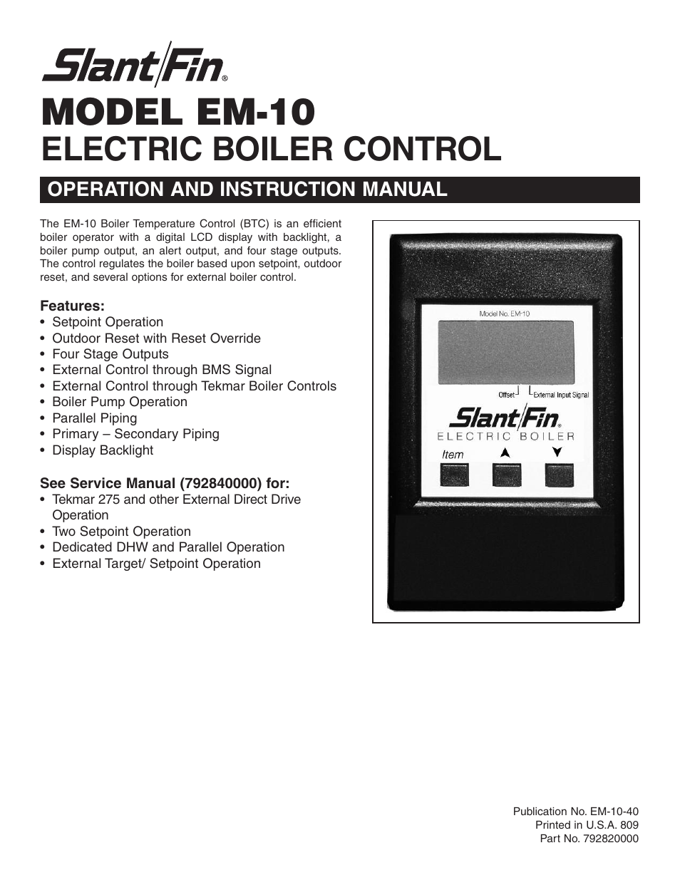 Slant/Fin EM-10 Installation User Manual | 20 pages