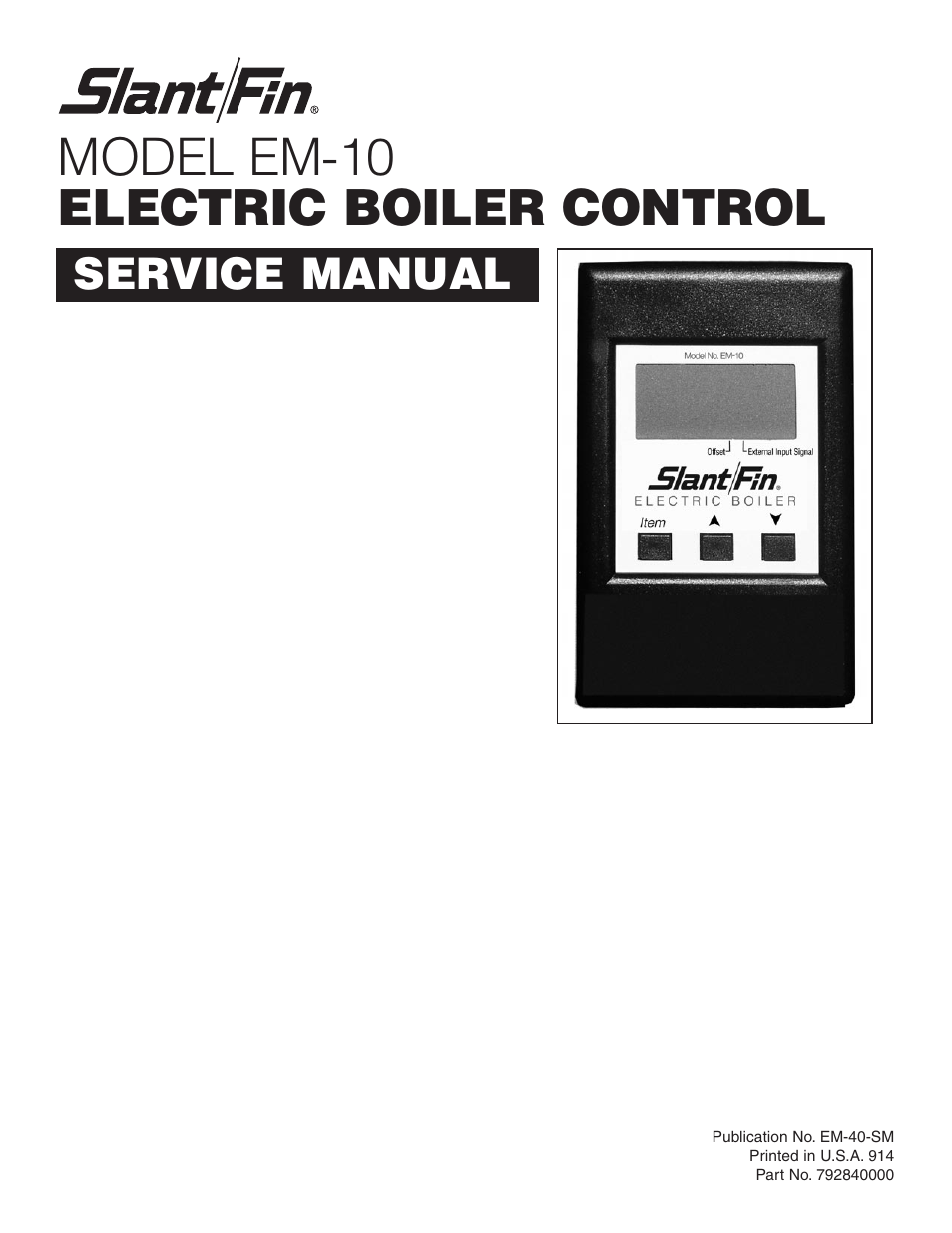 Slant/Fin EM-10 Service Manual User Manual | 36 pages