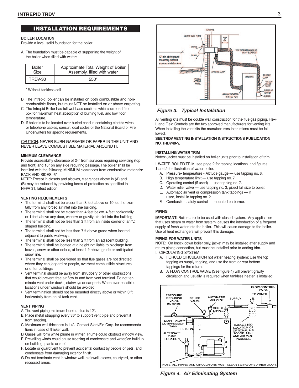 Installation requirements | Slant/Fin TRDV Series User Manual | Page 3 / 12