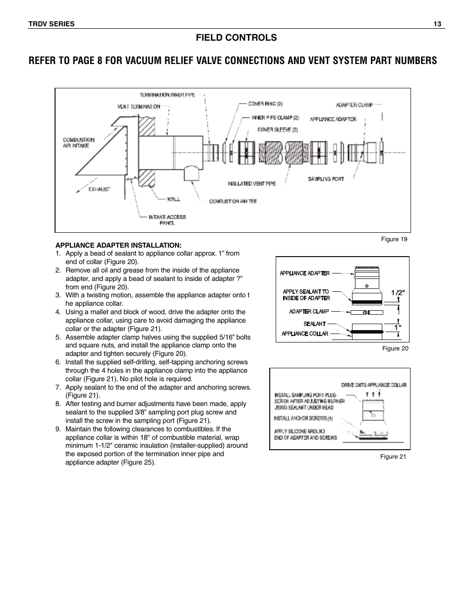 Field controls | Slant/Fin TRDV Series Venting User Manual | Page 13 / 16