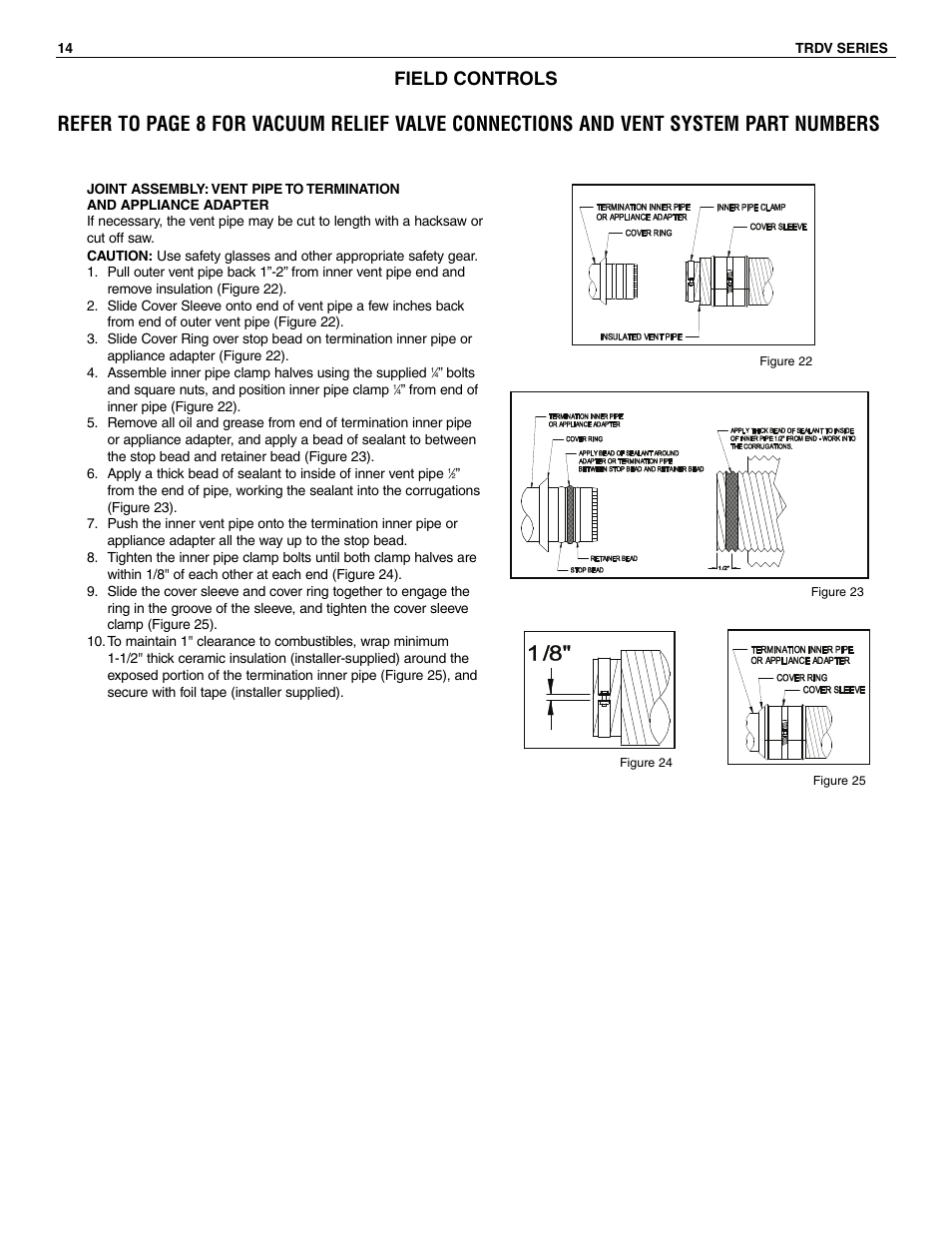 Field controls | Slant/Fin TRDV Series Venting User Manual | Page 14 / 16