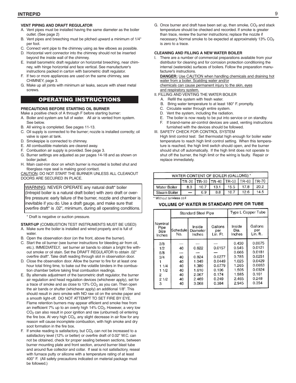 Operating instructions | Slant/Fin Intrepid Steam User Manual | Page 9 / 24