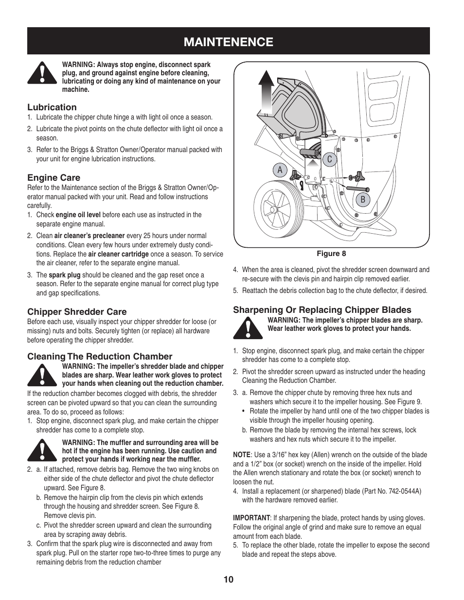 Maintenence | Craftsman 247.77636 User Manual | Page 10 / 40