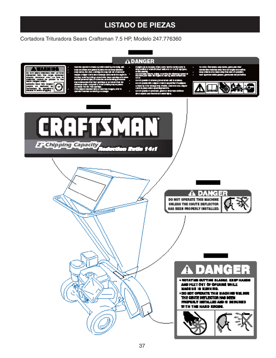 Listado de piezas | Craftsman 247.77636 User Manual | Page 37 / 40