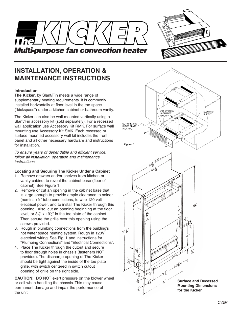 Slant/Fin Kicker User Manual | 2 pages