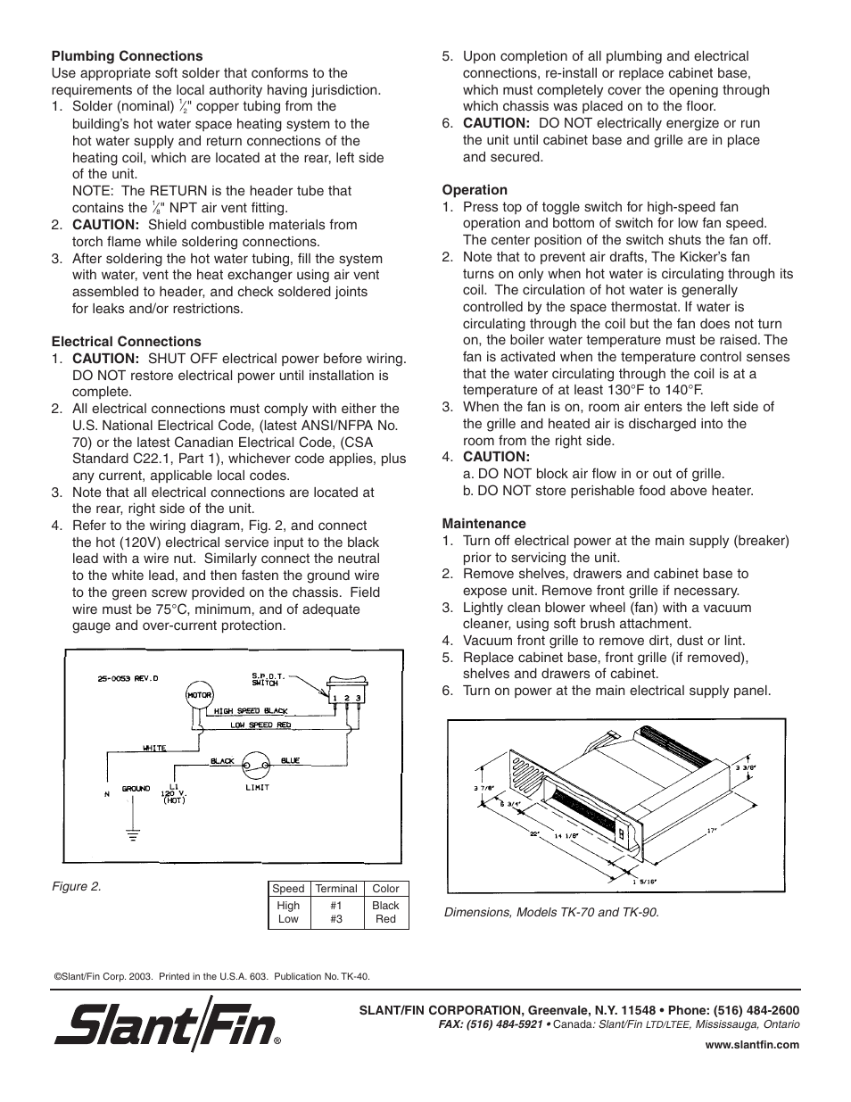 Slant/Fin Kicker User Manual | Page 2 / 2