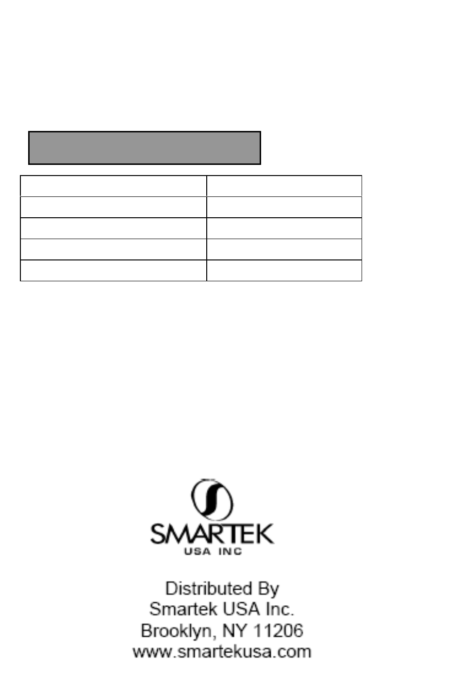 Specifications | Smartek ST-25 User Manual | Page 7 / 7