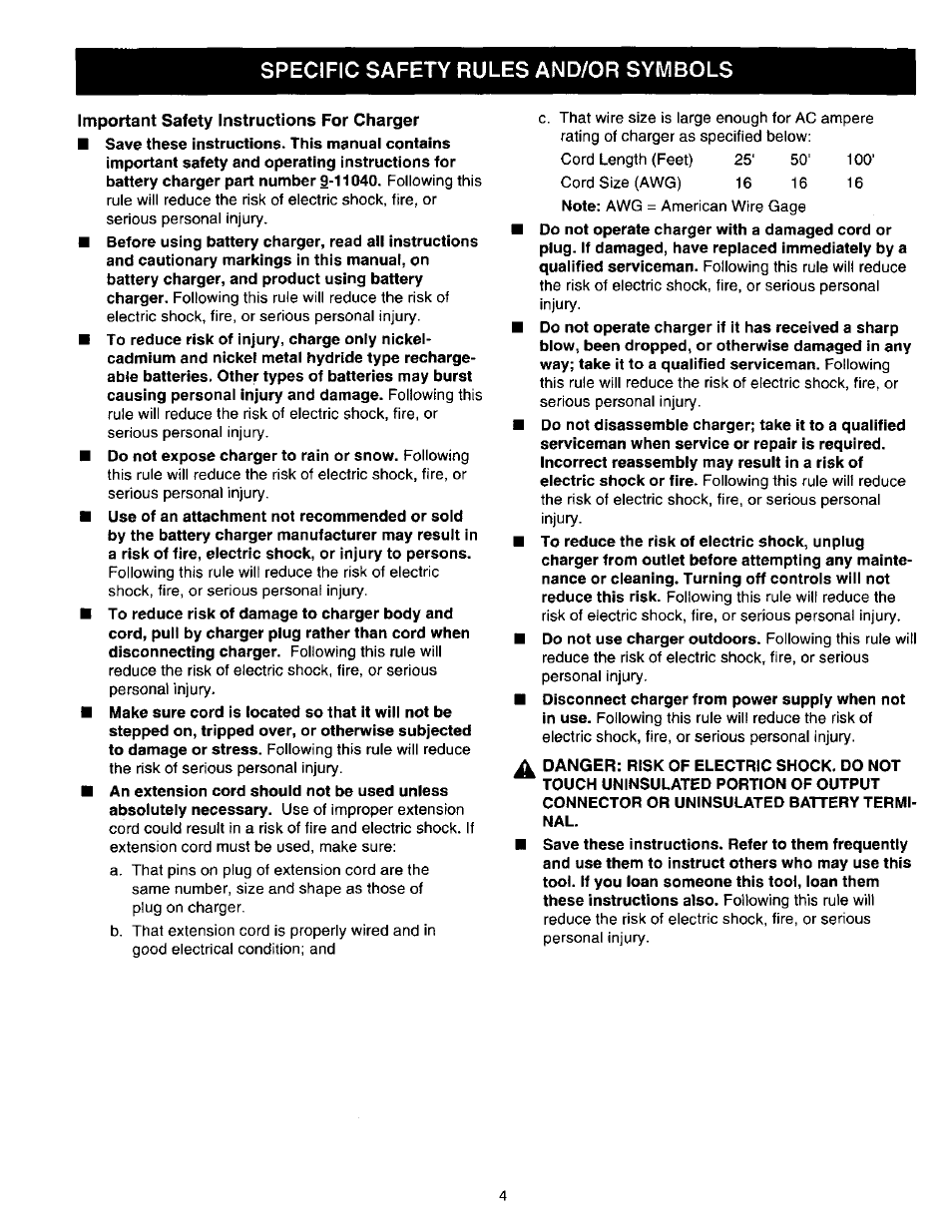 Specific safety rules and/or symbols | Craftsman 315.271220 User Manual | Page 4 / 18