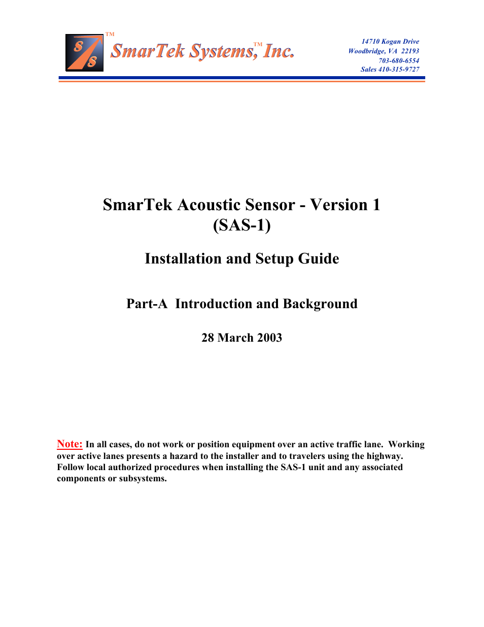 SmarTek Systems SAS-1 Intro and Background User Manual | 6 pages