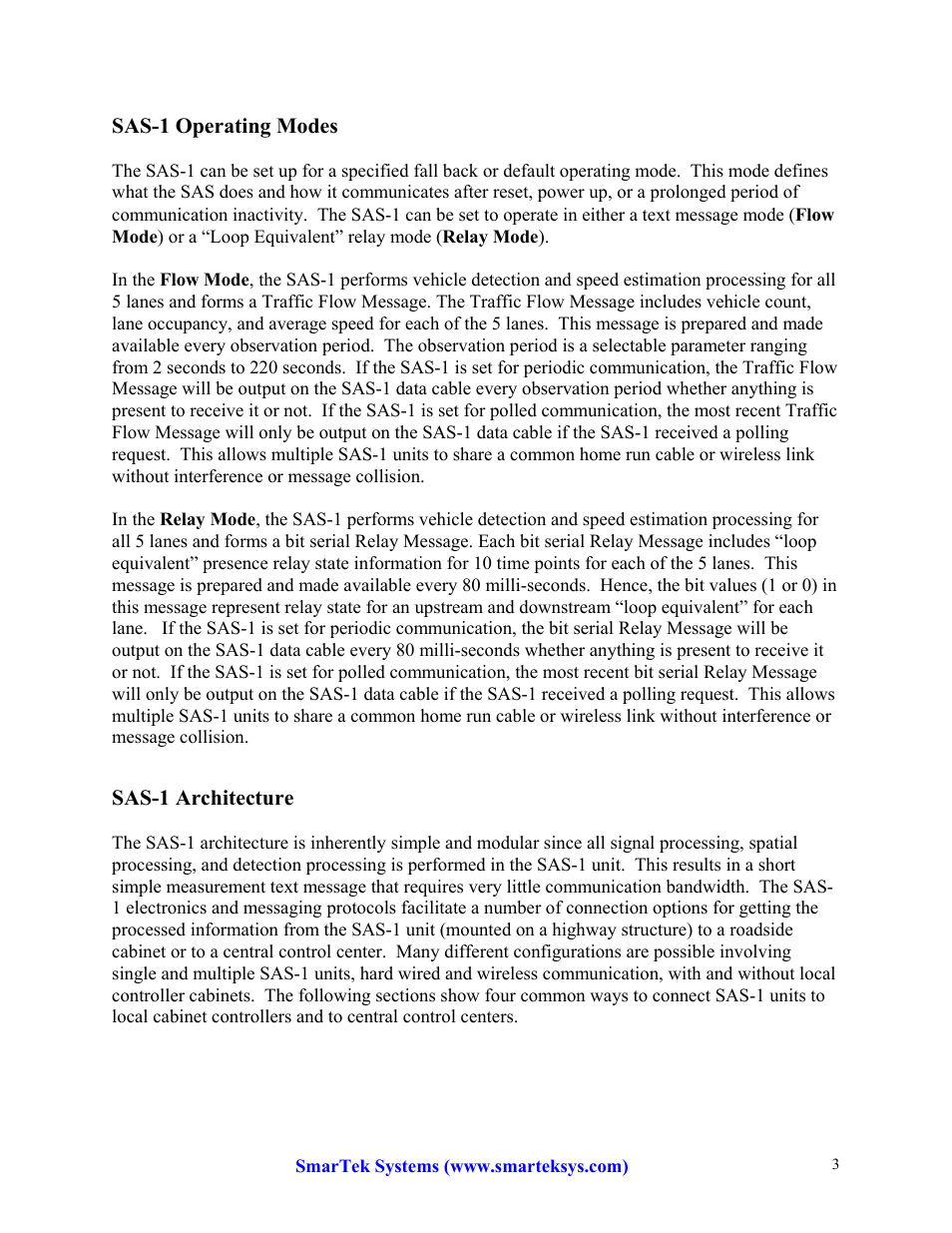 SmarTek Systems SAS-1 Operating Modes and Architecture User Manual | Page 3 / 7
