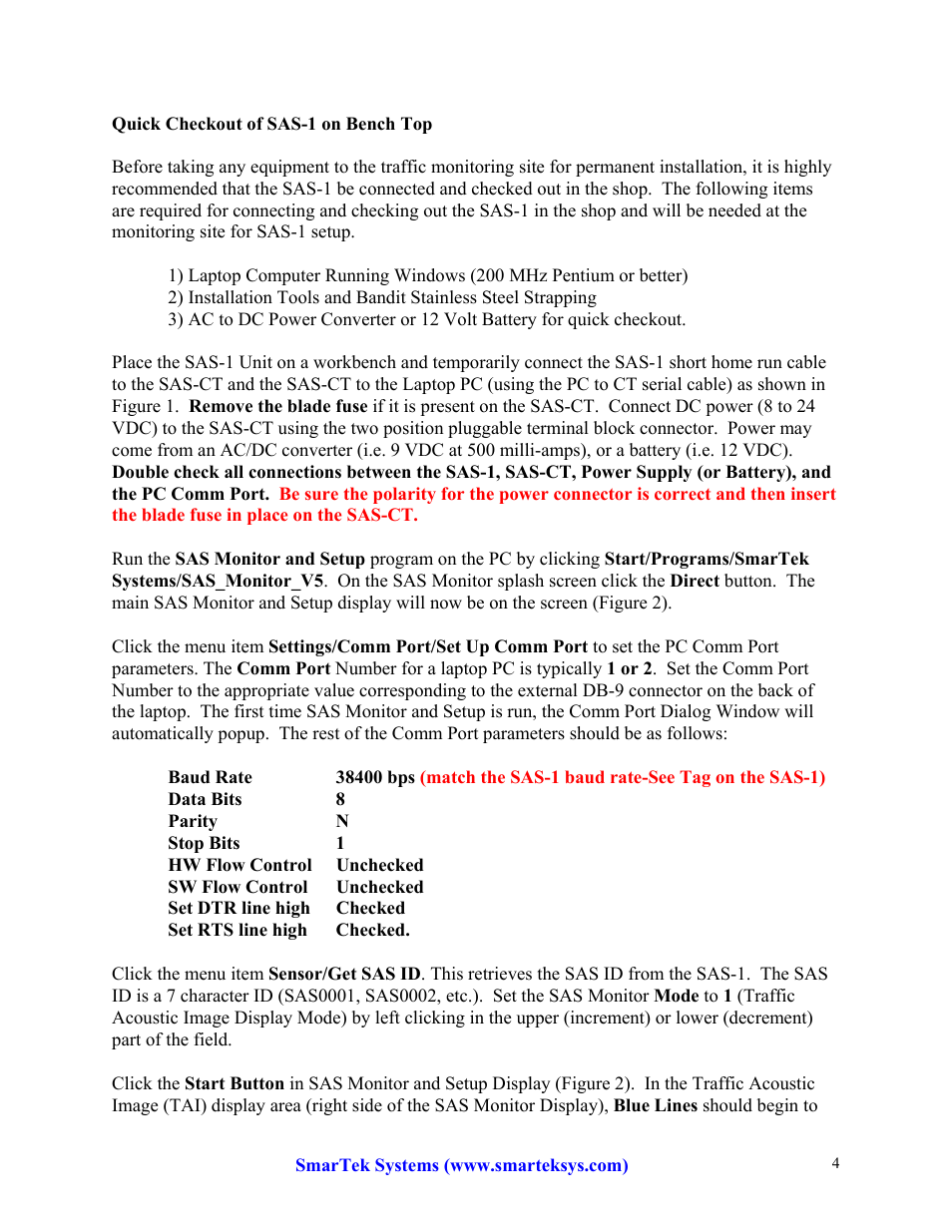 SmarTek Systems SAS-1 Unpacking SAS Monitor Installation User Manual | Page 4 / 6