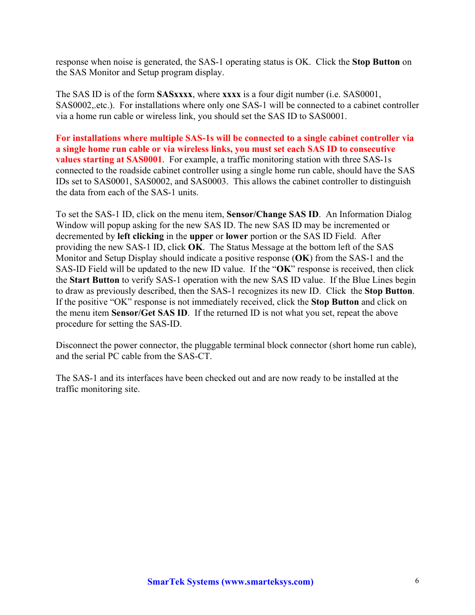 SmarTek Systems SAS-1 Unpacking SAS Monitor Installation User Manual | Page 6 / 6