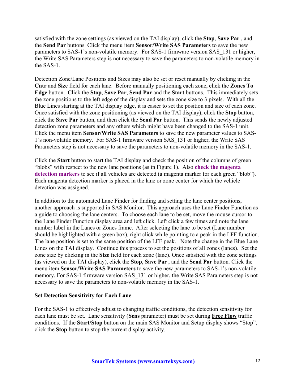 SmarTek Systems SAS-1 Setup Using SAS Monitor User Manual | Page 12 / 23