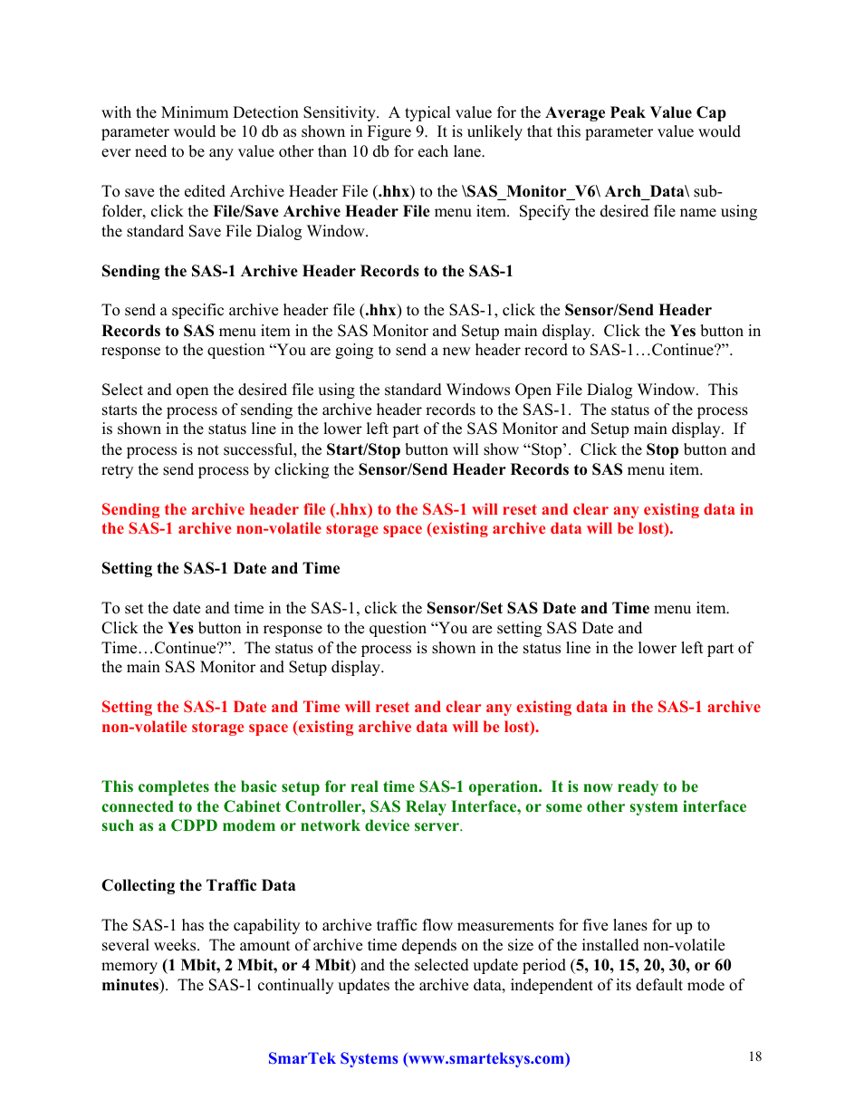 SmarTek Systems SAS-1 Setup Using SAS Monitor User Manual | Page 18 / 23