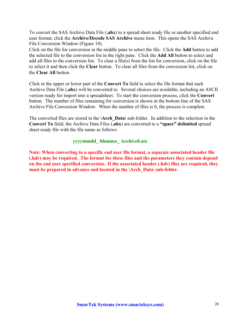 SmarTek Systems SAS-1 Setup Using SAS Monitor User Manual | Page 20 / 23