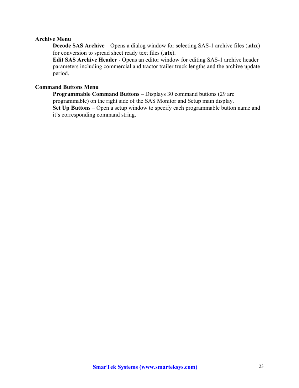 SmarTek Systems SAS-1 Setup Using SAS Monitor User Manual | Page 23 / 23