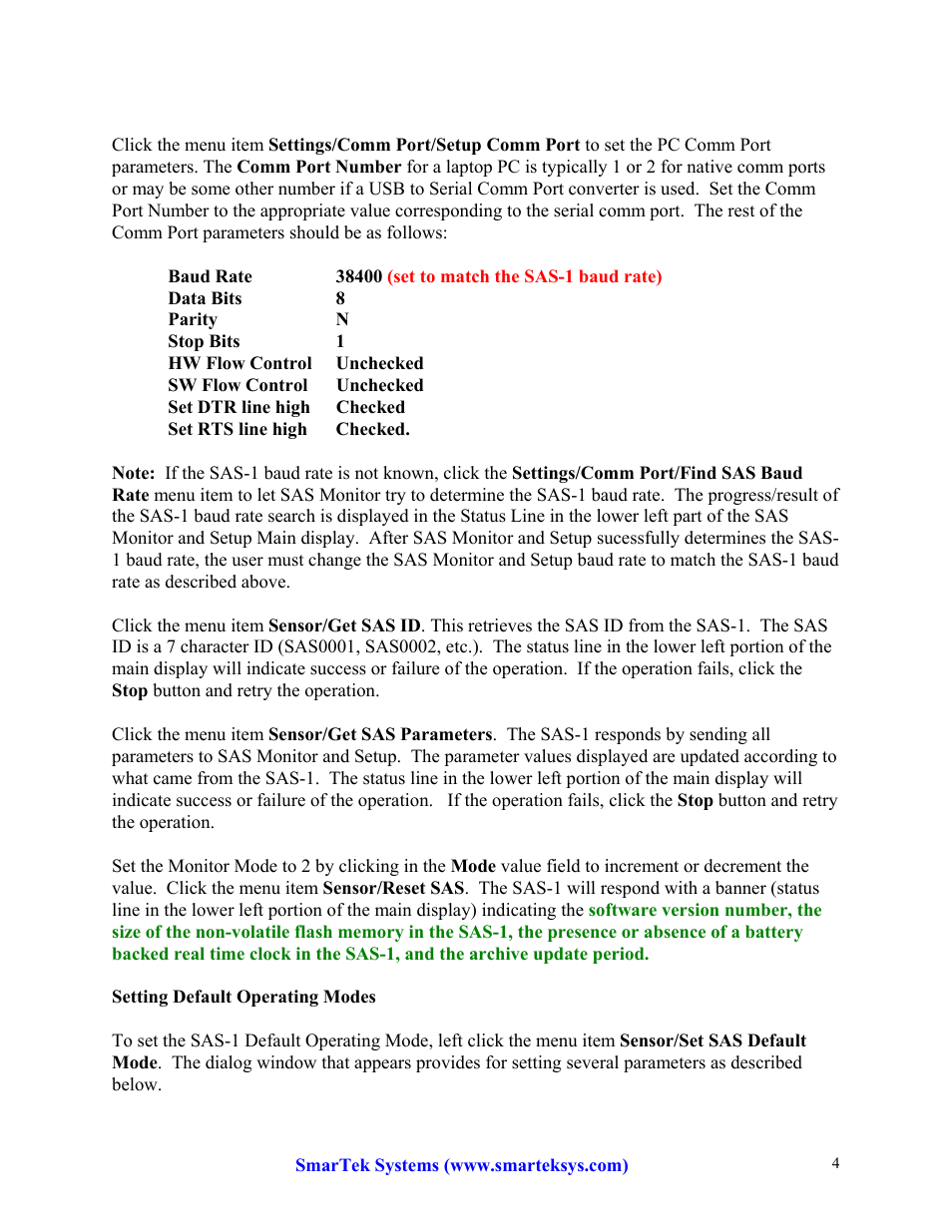 SmarTek Systems SAS-1 Setup Using SAS Monitor User Manual | Page 4 / 23