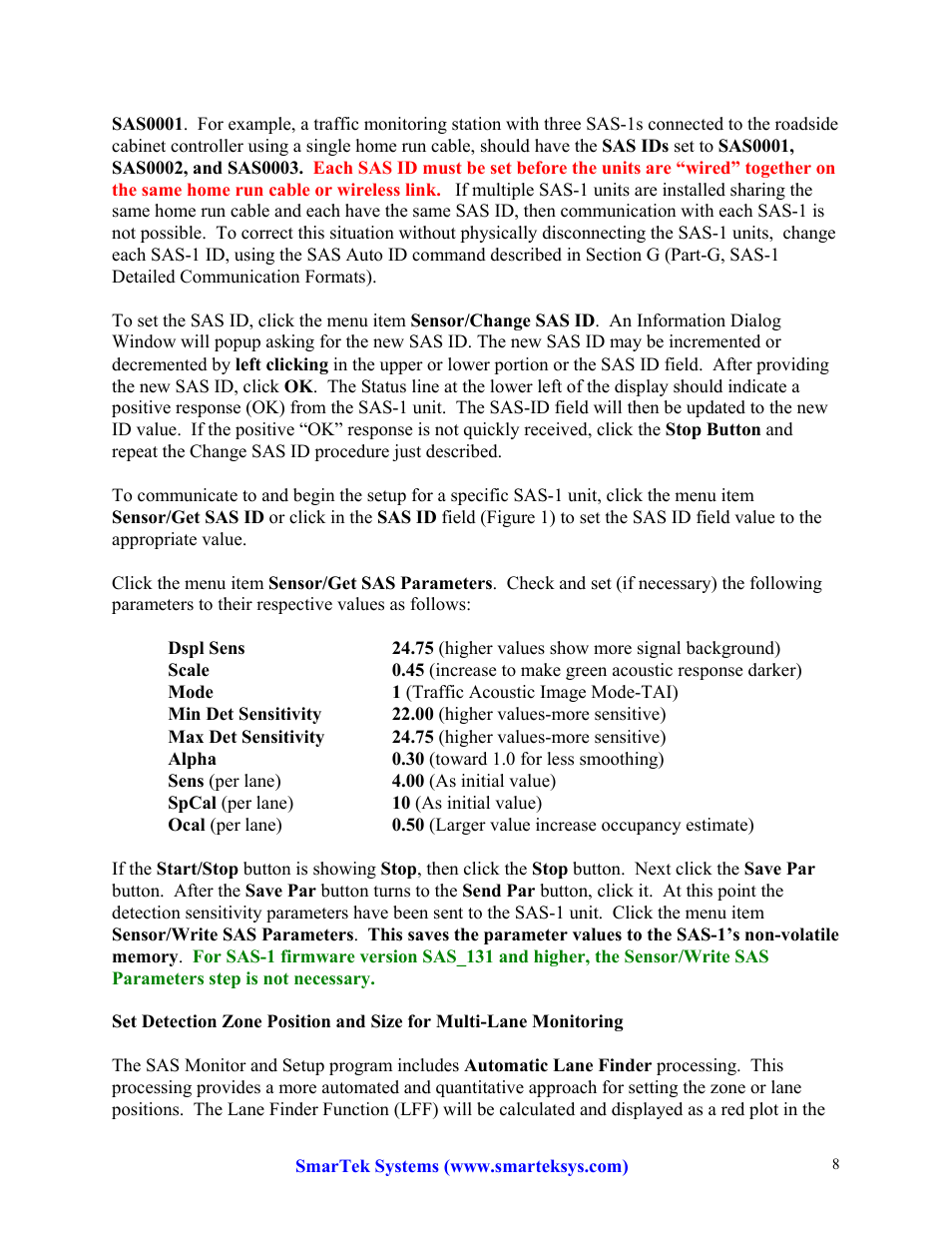 SmarTek Systems SAS-1 Setup Using SAS Monitor User Manual | Page 8 / 23