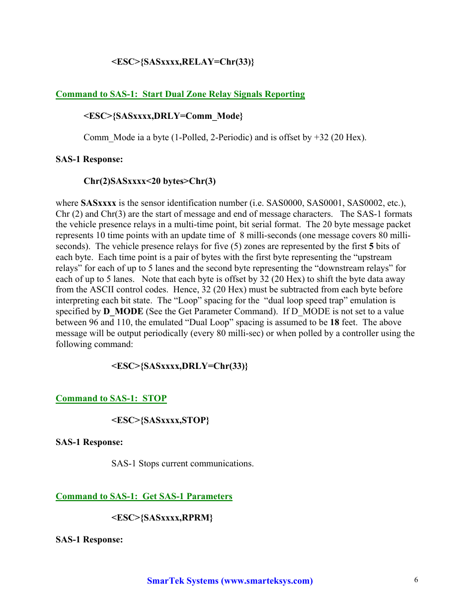SmarTek Systems SAS-1 Detailed Communication Formats User Manual | Page 6 / 14