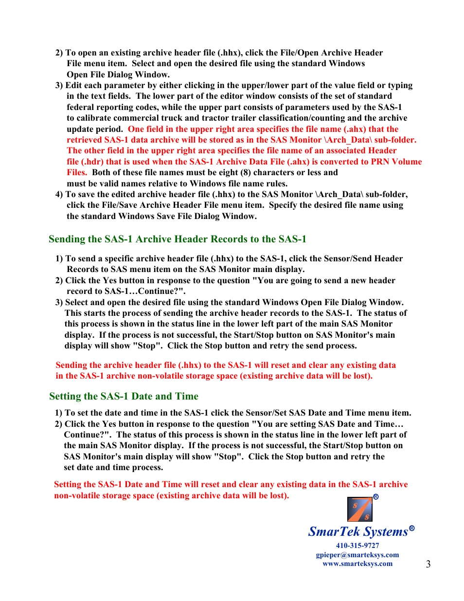 Smartek systems | SmarTek Systems SAS-1 as a Count Station And Converting User Manual | Page 3 / 6