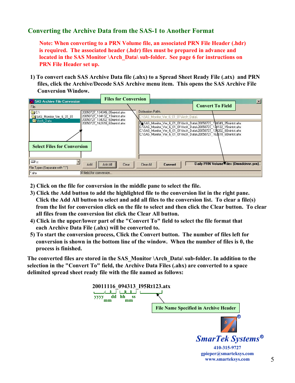 Smartek systems | SmarTek Systems SAS-1 as a Count Station And Converting User Manual | Page 5 / 6