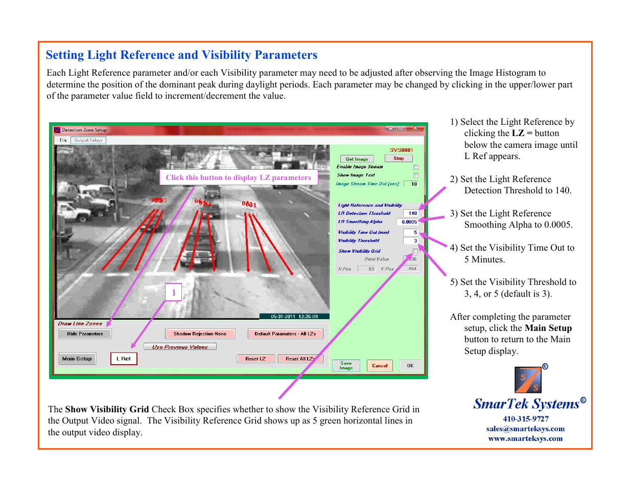 Setting light reference and visibility parameters | SmarTek Systems SVS-1 User Guide-Part B User Manual | Page 10 / 45