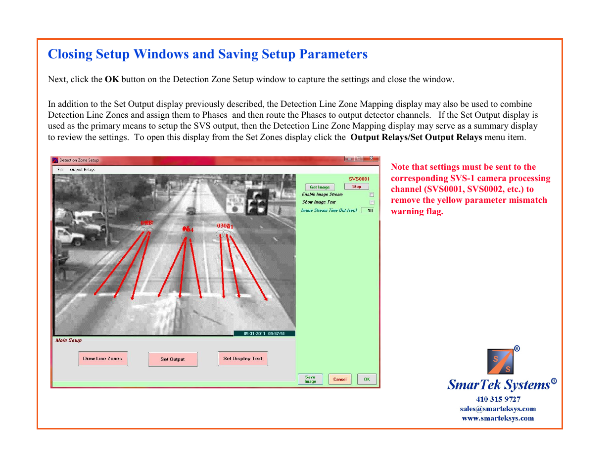 Closing setup windows and saving setup parameters | SmarTek Systems SVS-1 User Guide-Part B User Manual | Page 32 / 45