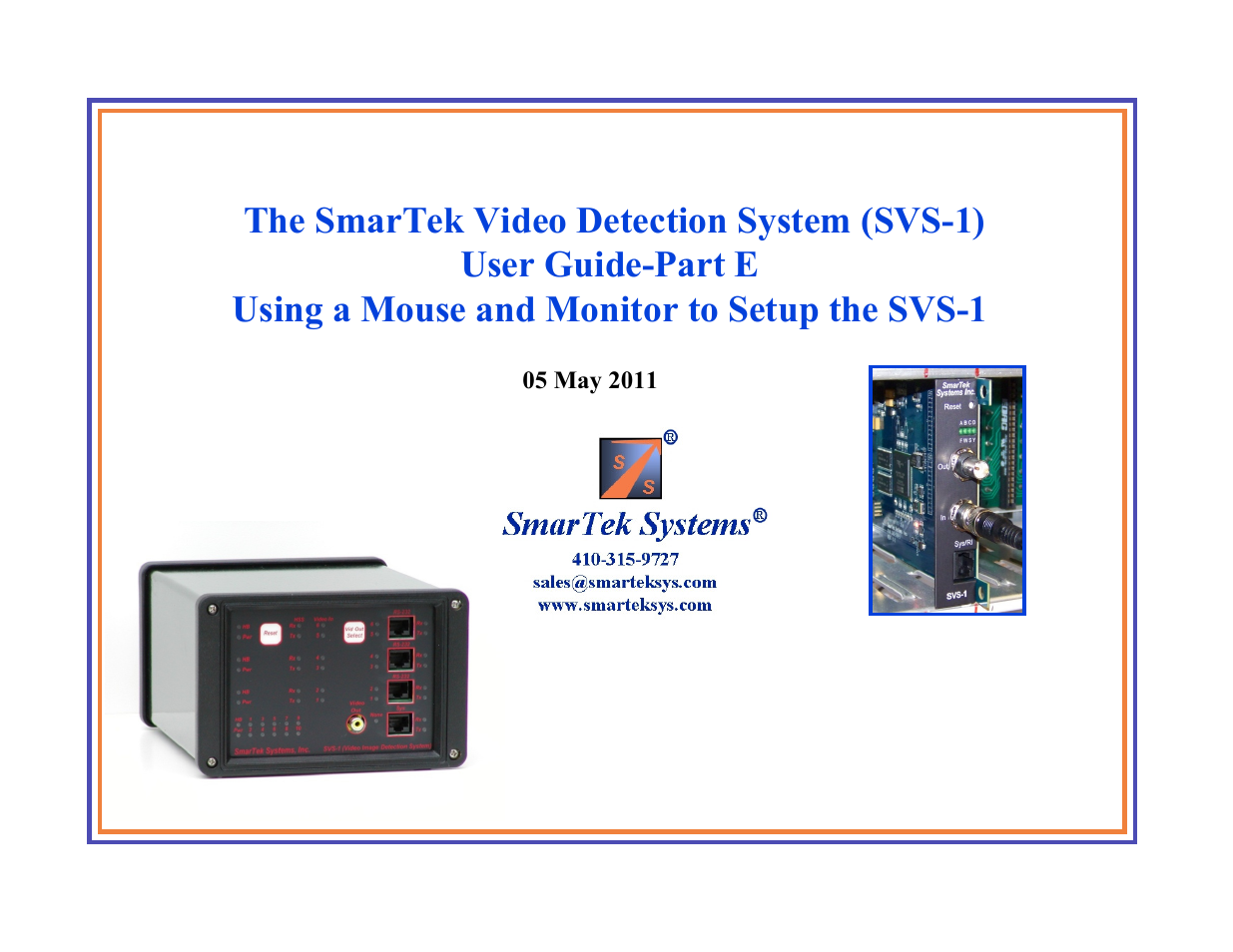 SmarTek Systems SVS-1 User Guide-Part E User Manual | 29 pages