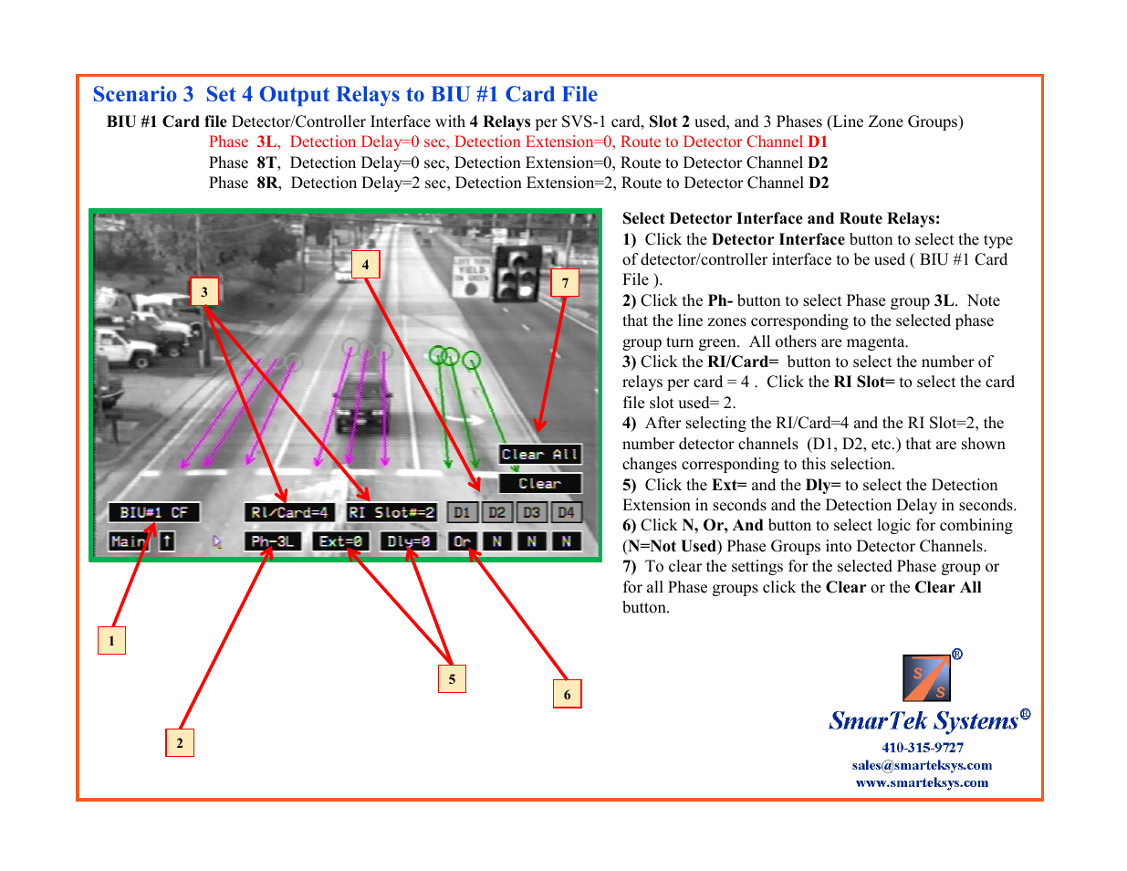 Scenario 3 set 4 output relays to biu #1 card file | SmarTek Systems SVS-1 User Guide-Part E User Manual | Page 16 / 29