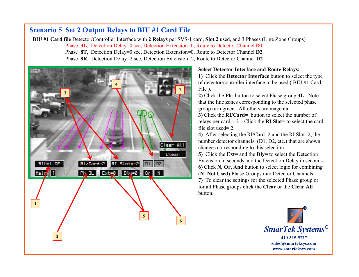 Scenario 5 set 2 output relays to biu #1 card file | SmarTek Systems SVS-1 User Guide-Part E User Manual | Page 22 / 29