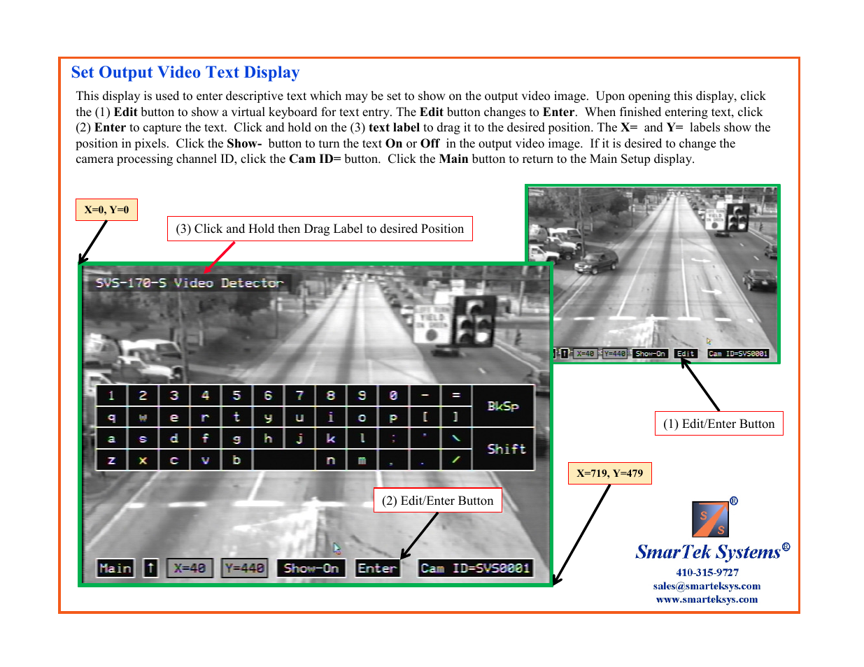 Set output video text display | SmarTek Systems SVS-1 User Guide-Part E User Manual | Page 28 / 29