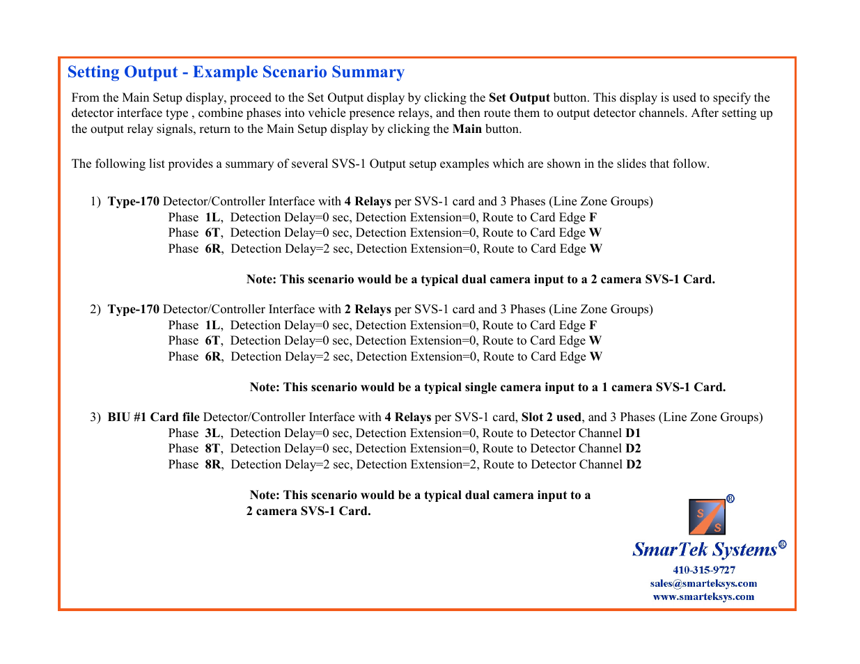 Setting output - example scenario summary | SmarTek Systems SVS-1 User Guide-Part E User Manual | Page 8 / 29