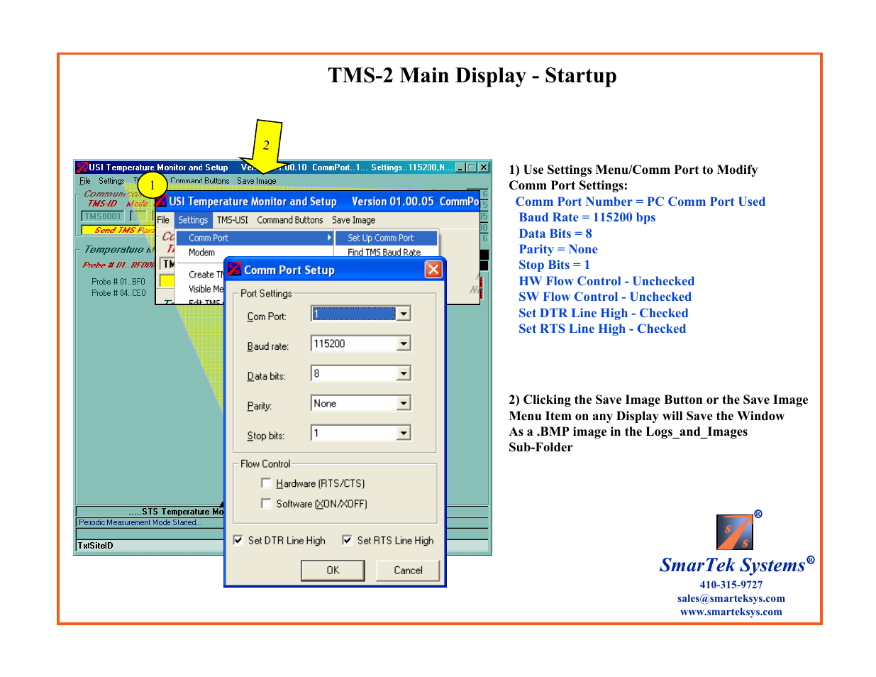 Tms-2 main display - startup, Smartek systems | SmarTek Systems TMS-2 User Manual | Page 11 / 18