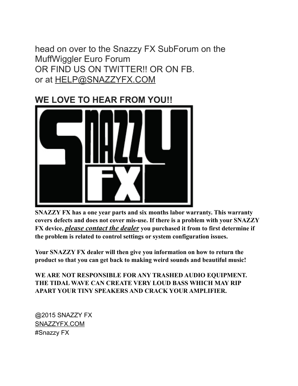 Snazzy FX TIDAL WAVE User Manual | Page 19 / 19