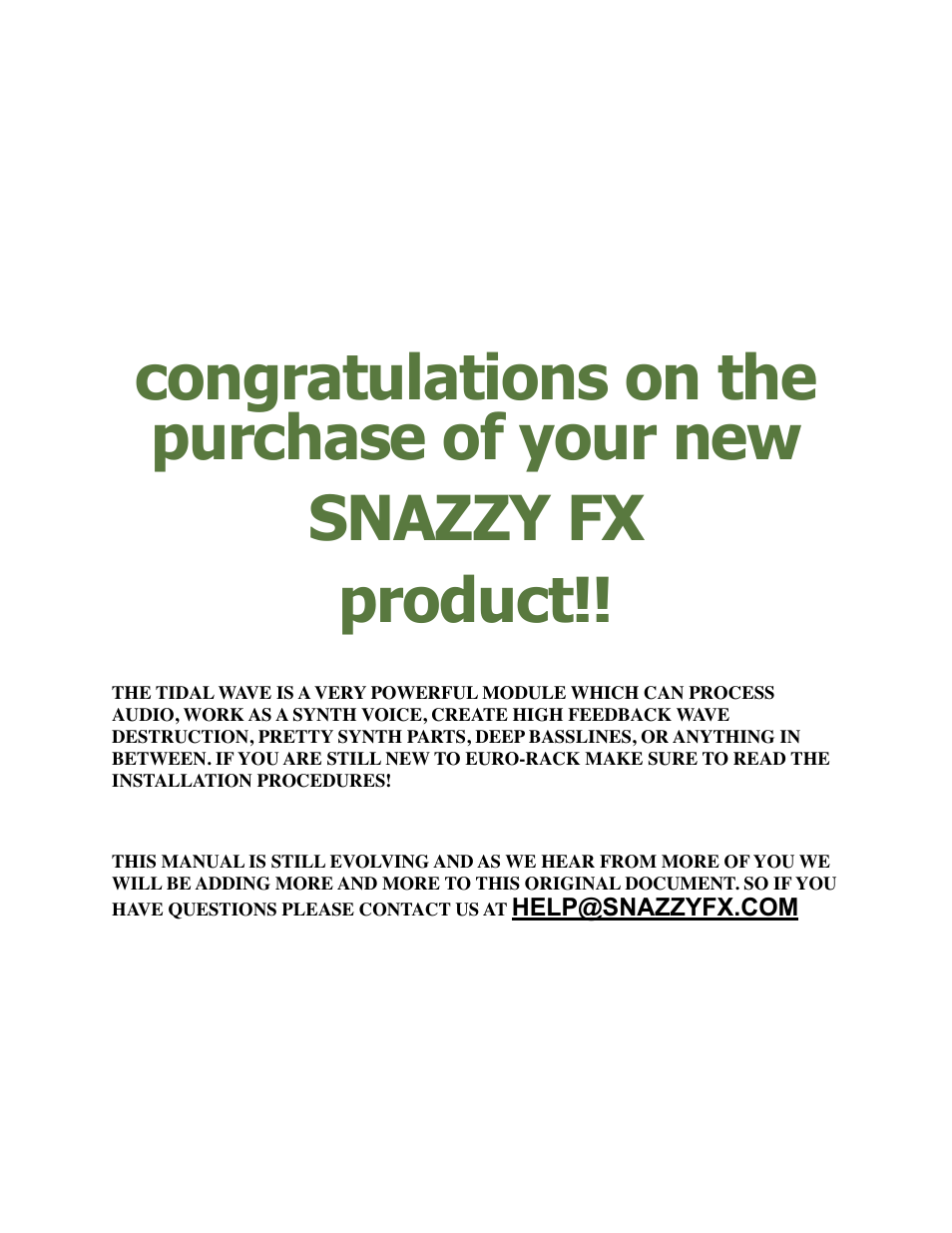 Product | Snazzy FX TIDAL WAVE User Manual | Page 2 / 19