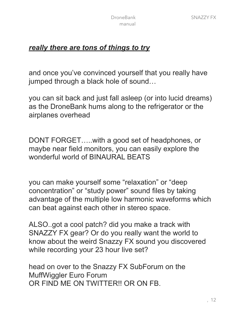 Snazzy FX DRONEBANK User Manual | Page 12 / 13